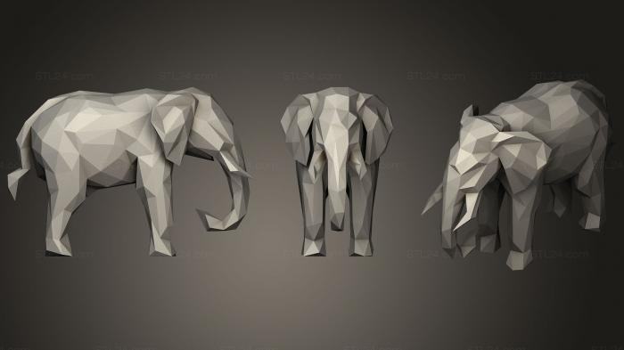 Статуэтки животных (Низкополигональный Слон, STKJ_1149) 3D модель для ЧПУ станка